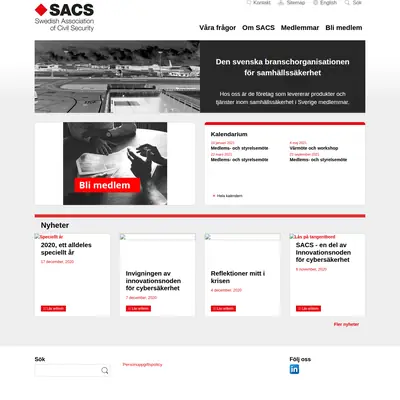 SACS, www.civilsecurity.se startsida 2021