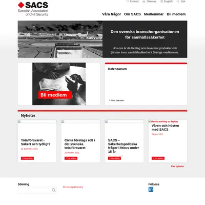 SACS, www.civilsecurity.se startsida 2022