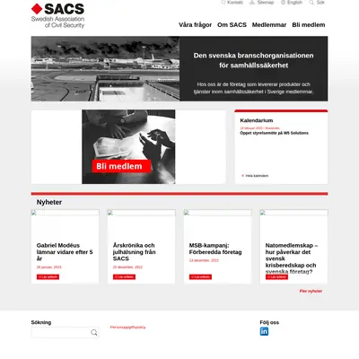 SACS, www.civilsecurity.se startsida 2023