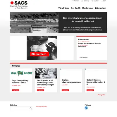 SACS, www.civilsecurity.se startsida 2024