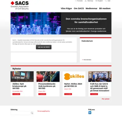 SACS, www.civilsecurity.se startsida 2025