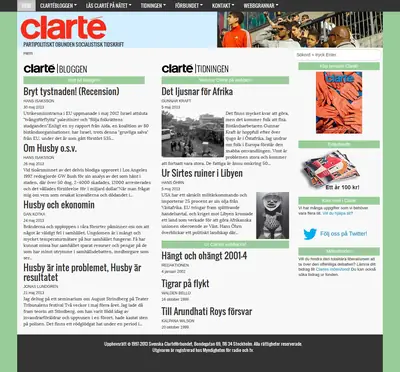 Clarté startsida 2013