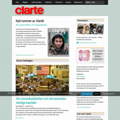 Clarté startsida 2020