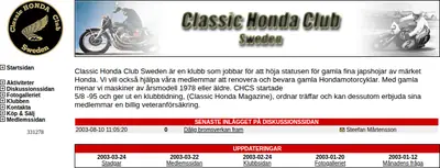 Classic Honda Magazine startsida 2003
