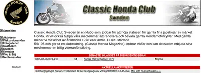 Classic Honda Magazine startsida 2005