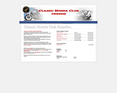 Classic Honda Magazine startsida 2009