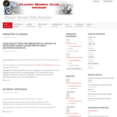 Classic Honda Magazine startsida 2017