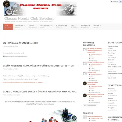 Classic Honda Magazine startsida 2018