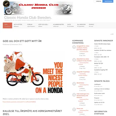 Classic Honda Magazine startsida 2022