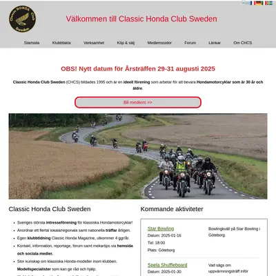 Classic Honda Magazine startsida 2025