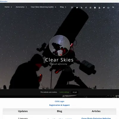 Clear Skies startsida 2023