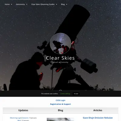 Clear Skies startsida 2024