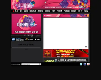 Clubbing TV startsida 2012