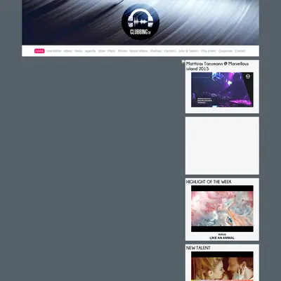 Clubbing TV startsida 2016