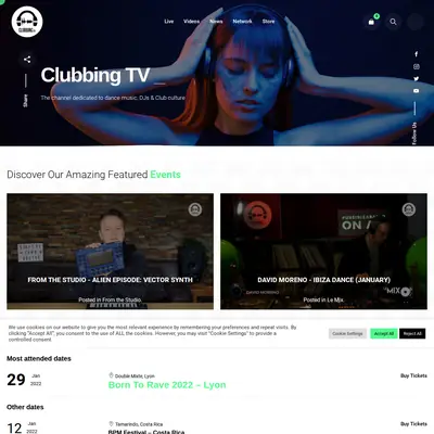 Clubbing TV startsida 2022