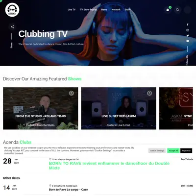 Clubbing TV startsida 2023