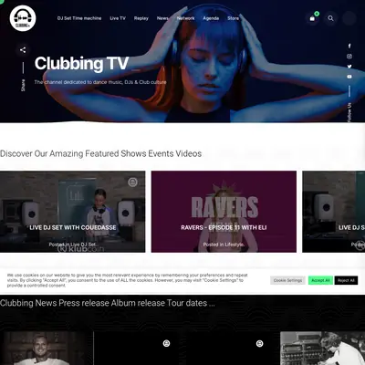 Clubbing TV startsida 2025