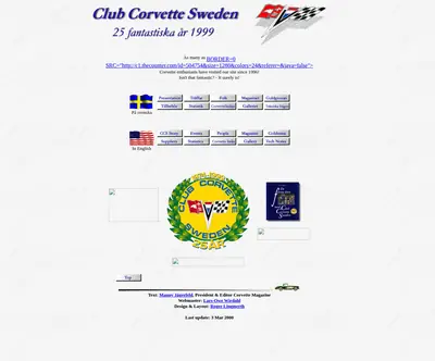 Corvette Magasinet startsida 2000