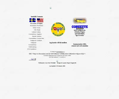 Corvette Magasinet startsida 2001