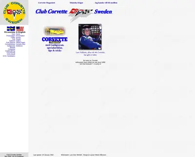 Corvette Magasinet startsida 2002