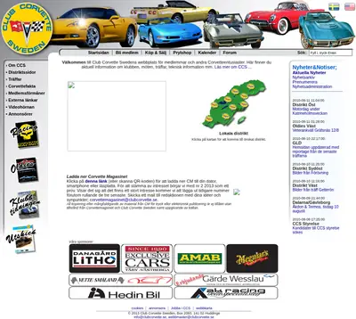 Corvette Magasinet startsida 2010