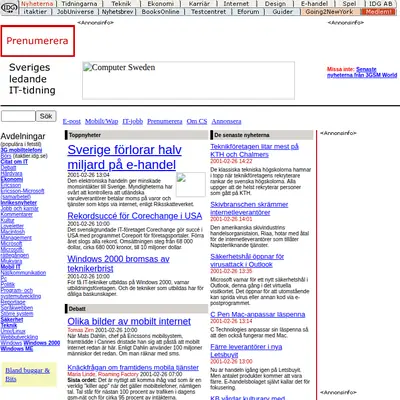 Computer Sweden startsida 2001