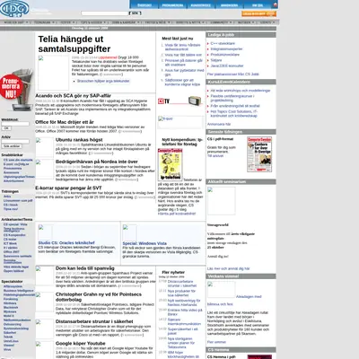 Computer Sweden startsida 2006