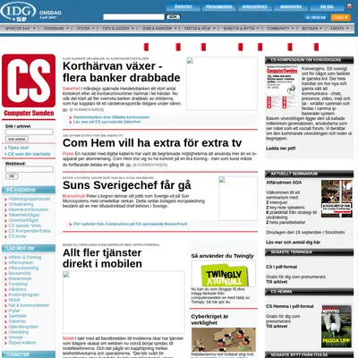 Computer Sweden startsida 2007