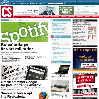 Computer Sweden startsida 2010