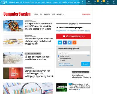 Computer Sweden startsida 2016