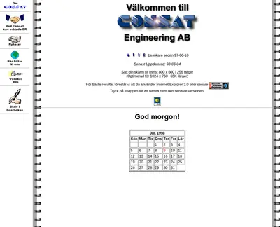 www.consat.se startsida 1999