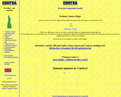 Contra startsida 1999