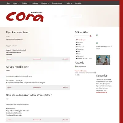 CORA startsida 2011