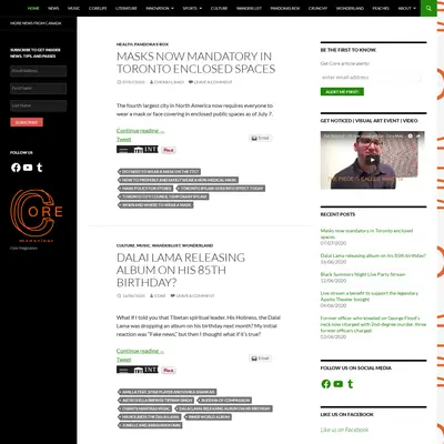 CORE MAGAZINE startsida 2020