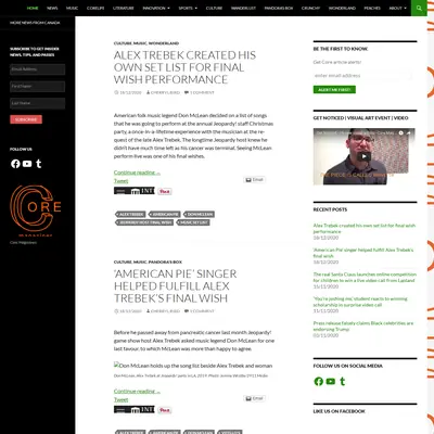 CORE MAGAZINE startsida 2021