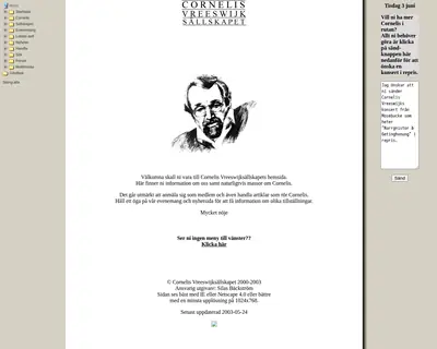 Cornelis Bladet startsida 2003