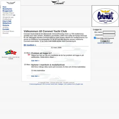 Coronet News startsida 2006