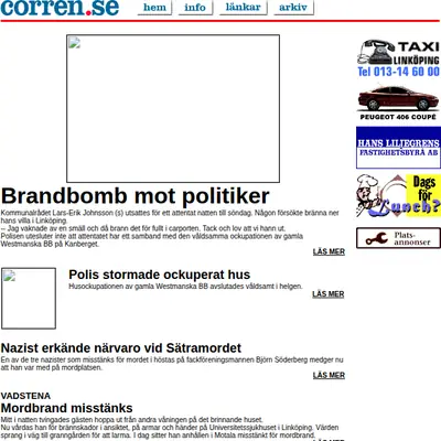 corren.se startsida 1998