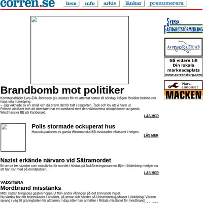 corren.se startsida 1999