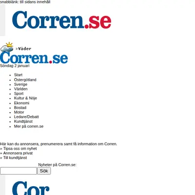 corren.se startsida 2005