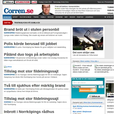 corren.se startsida 2006
