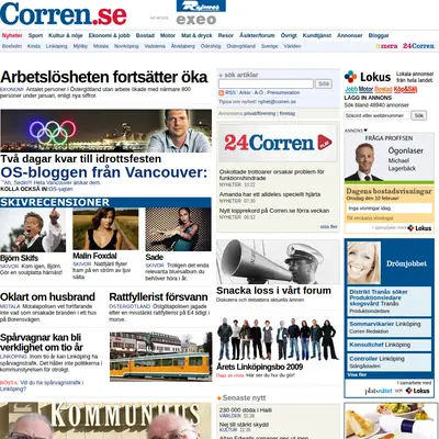 corren.se startsida 2010