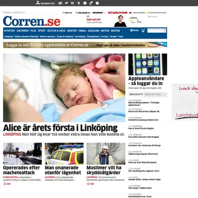 corren.se startsida 2015