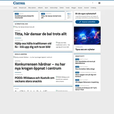 corren.se startsida 2020