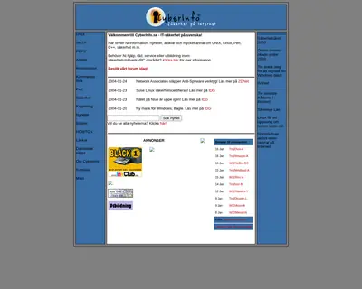 CyberInfo Sverige www.cyberinfo.se startsida 2004