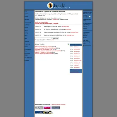 CyberInfo Sverige www.cyberinfo.se startsida 2005
