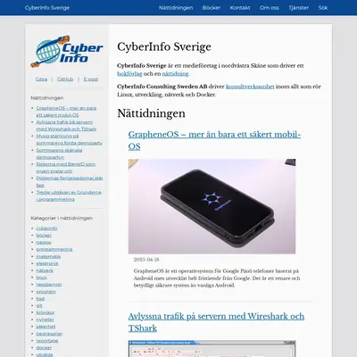 CyberInfo Sverige www.cyberinfo.se startsida 2025