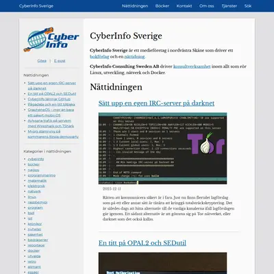 CyberInfo Sverige www.cyberinfo.se startsida 2026