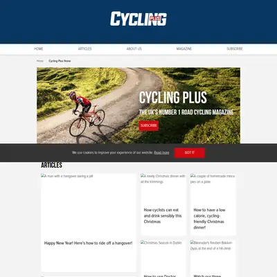 Cycling Plus startsida 2018