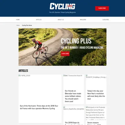 Cycling Plus startsida 2019